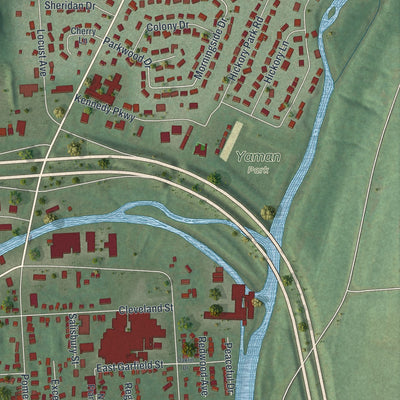 Close-up 2 of the Cortland, New York map artwork