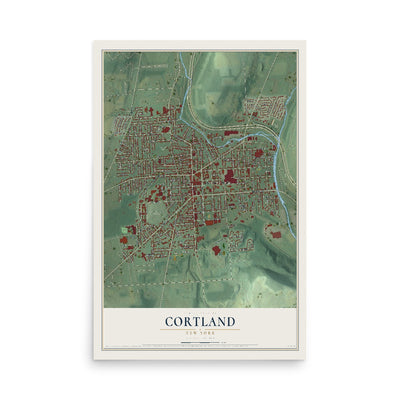 Cortland, New York map print, 12" x 18" Archival Matte Print mockup