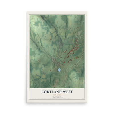 Cortland West, New York map print, 12" x 18" Archival Matte Print mockup