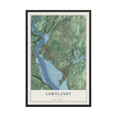 Cortlandt, New York map print, 12" x 18" W/ Black Ayous Wood Frame mockup