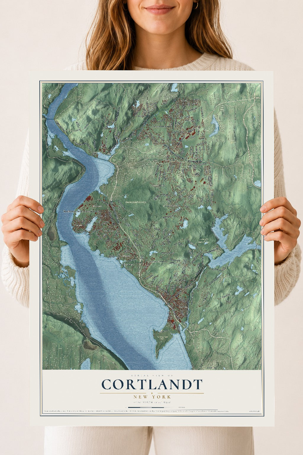 Cortlandt, New York map print, 18" x 24" Archival Matte Print mockup