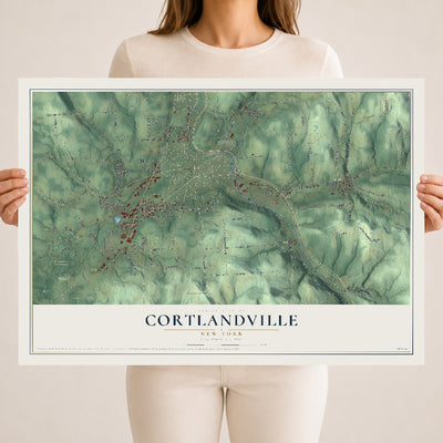 Cortlandville, New York map print, 18" x 24" Archival Matte Print mockup
