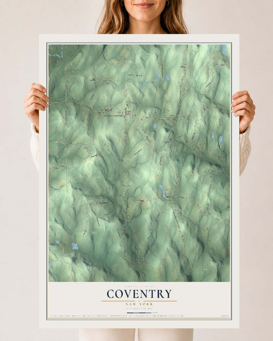 Coventry, New York map print, 24" x 36" Archival Matte Print mockup