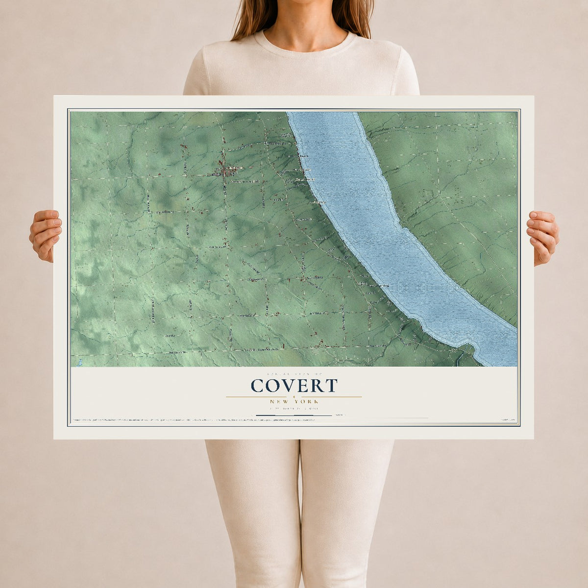 Covert, New York map print, 24" x 36" Archival Matte Print mockup