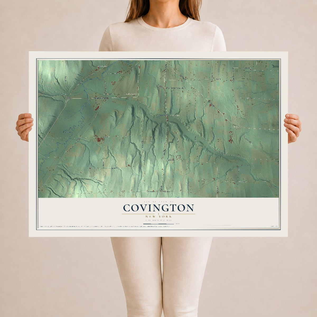 Covington, New York map print, 24" x 36" Archival Matte Print mockup
