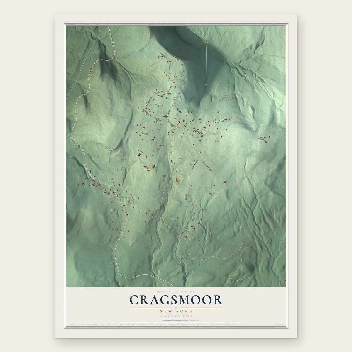 Cragsmoor, New York map print, the full design
