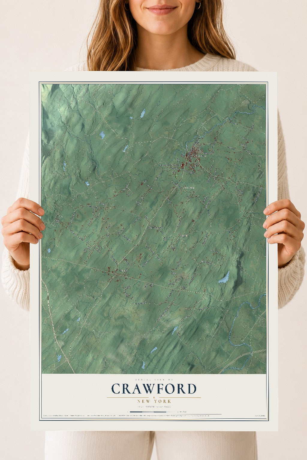 Crawford, New York map print, 18" x 24" Archival Matte Print mockup