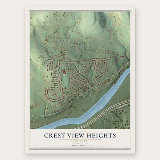 Crest View Heights, New York map print, the full design
