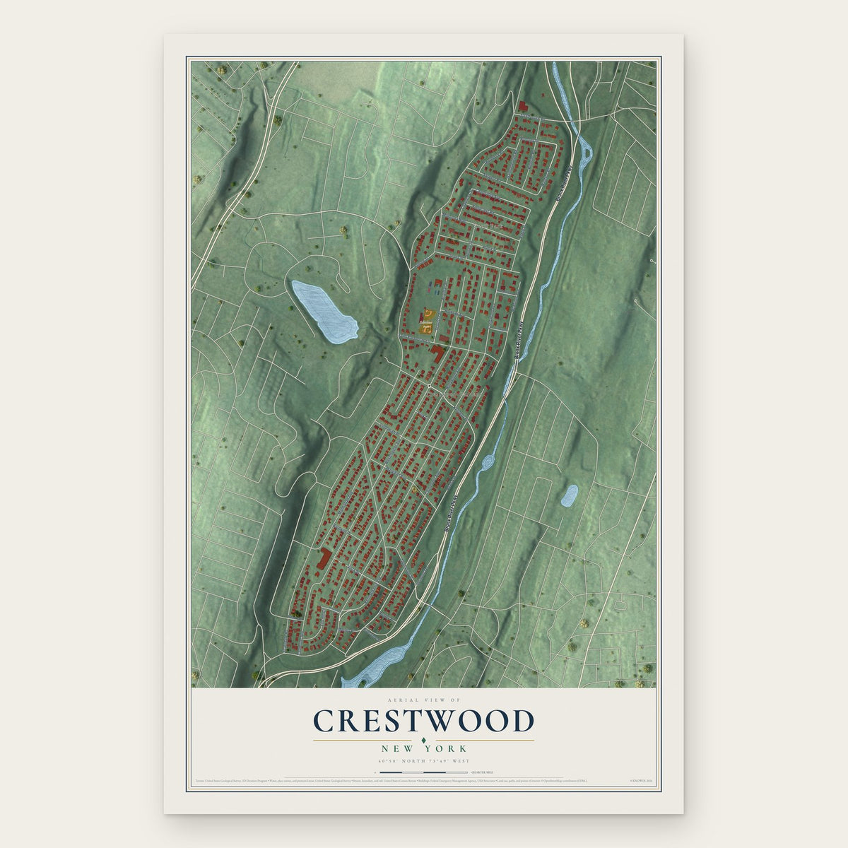 Crestwood, New York map print, the full design