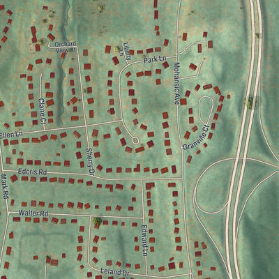 Close-up of the map of Crompond, New York print showing street and building detail