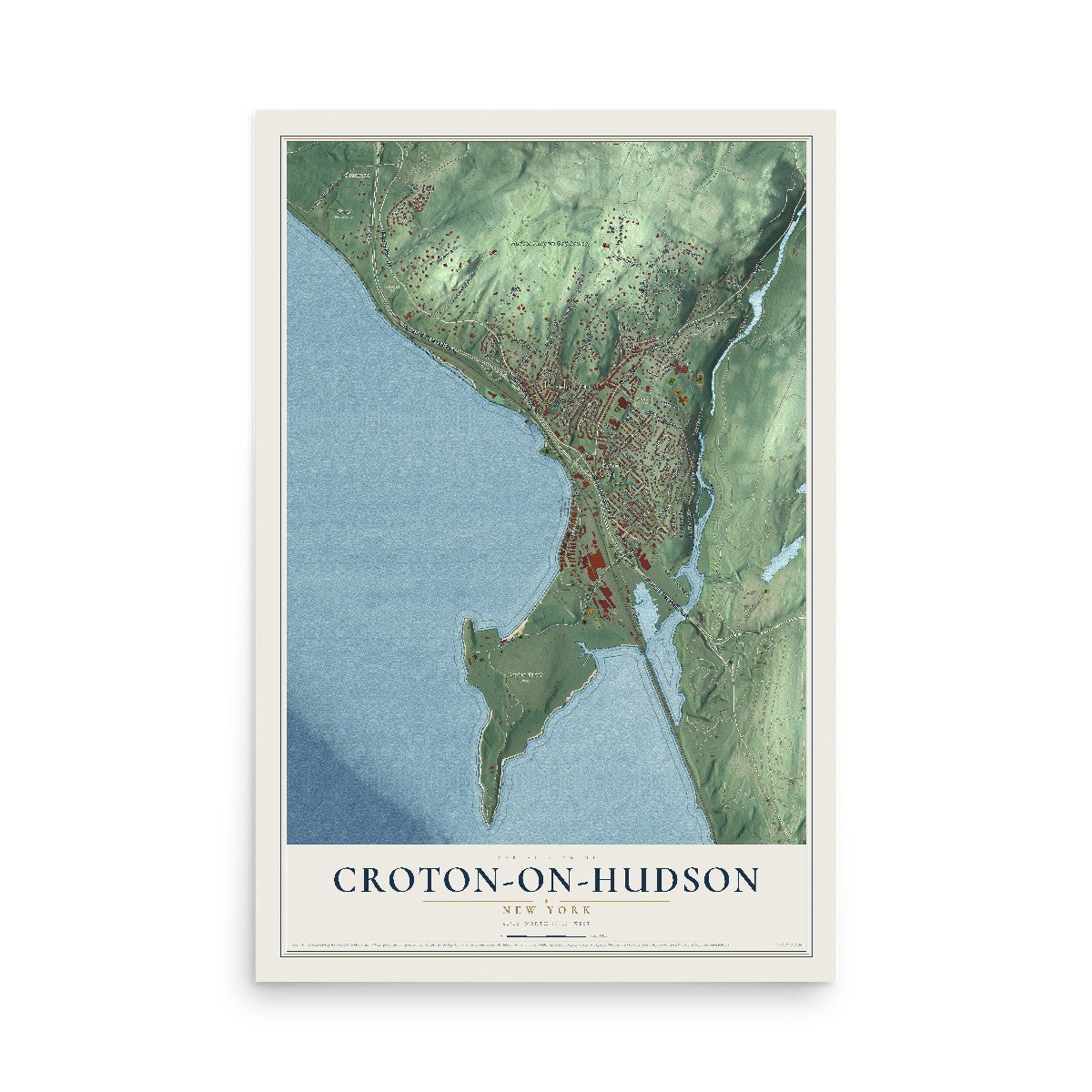 Croton-on-Hudson, New York map print, 12" x 18" Archival Matte Print mockup