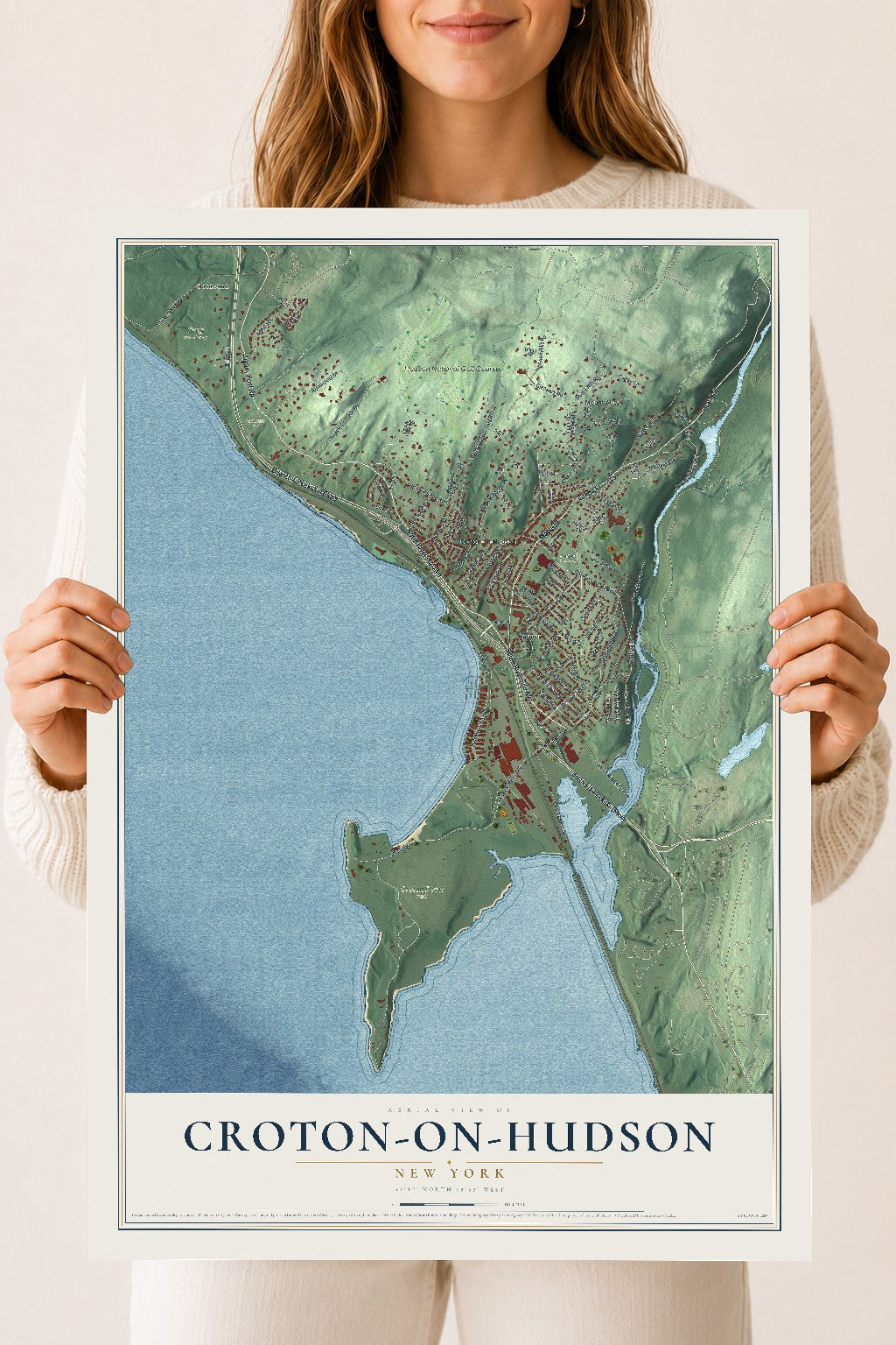 Croton-on-Hudson, New York map print, 18" x 24" Archival Matte Print mockup