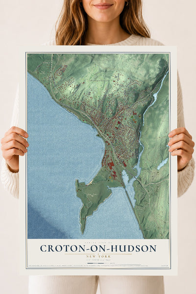 Croton-on-Hudson, New York map print, 18" x 24" Archival Matte Print mockup
