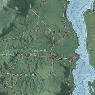 Close-up 2 of the Crown Point, New York map artwork