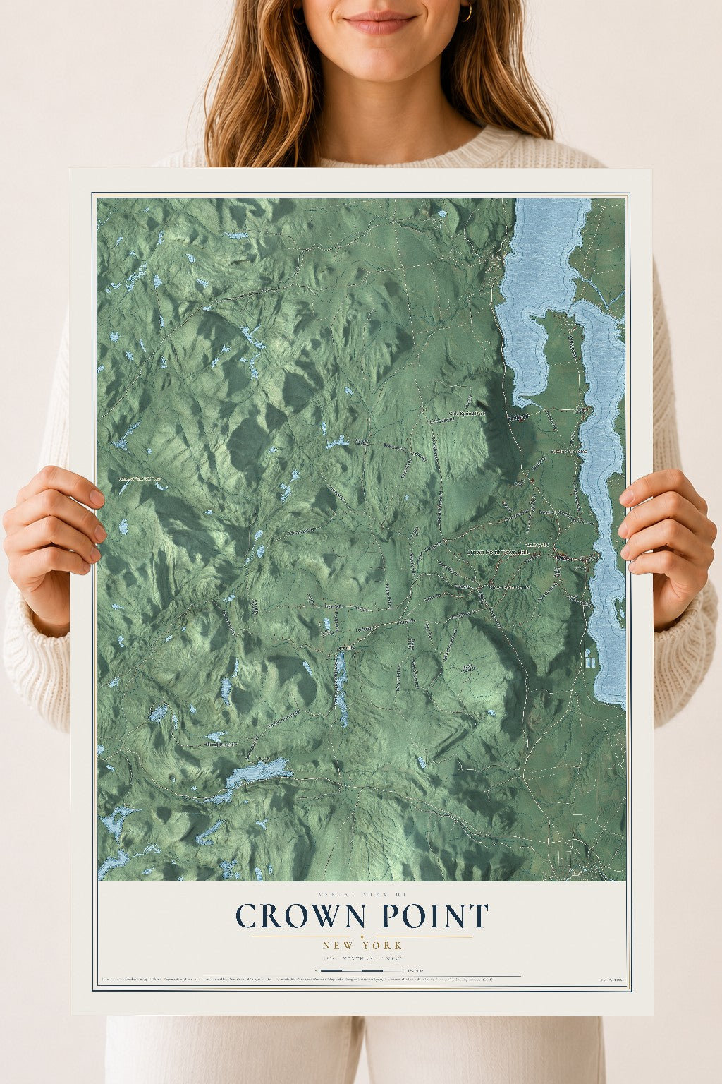 Crown Point, New York map print, 18" x 24" Archival Matte Print mockup