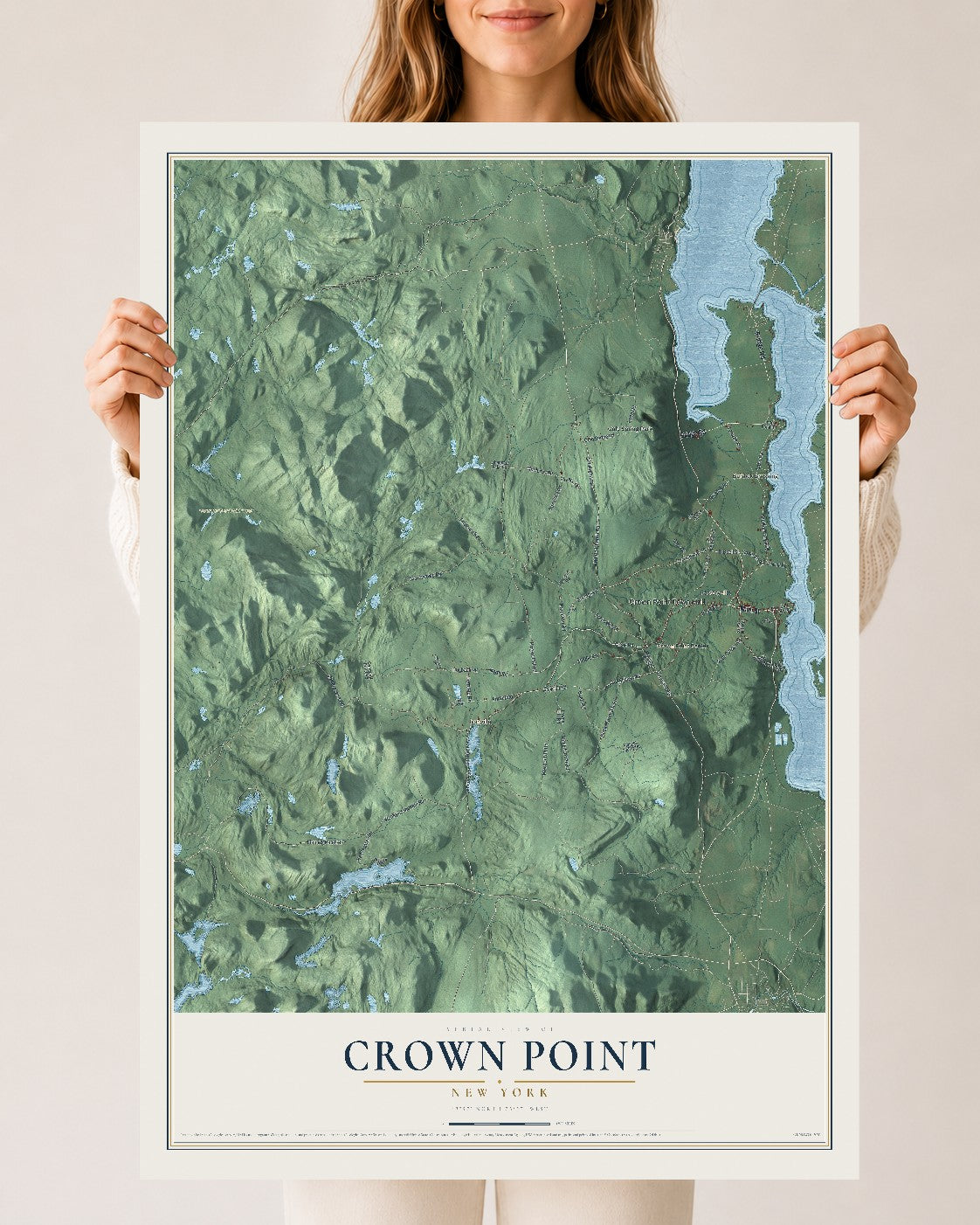 Crown Point, New York map print, 24" x 36" Archival Matte Print mockup