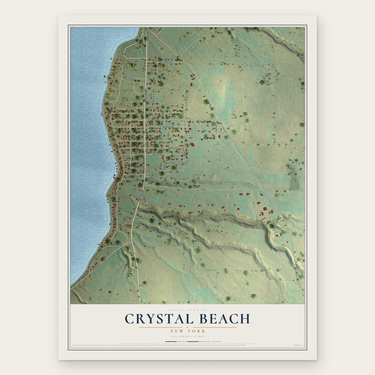 Crystal Beach, New York map print, the full design