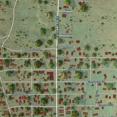 Close-up of the map of Crystal Beach, New York print showing street and building detail