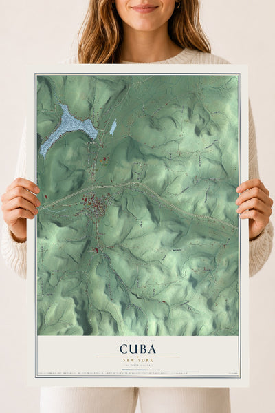 Cuba, New York map print, 18" x 24" Archival Matte Print mockup