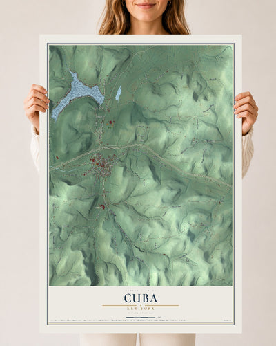 Cuba, New York map print, 24" x 36" Archival Matte Print mockup