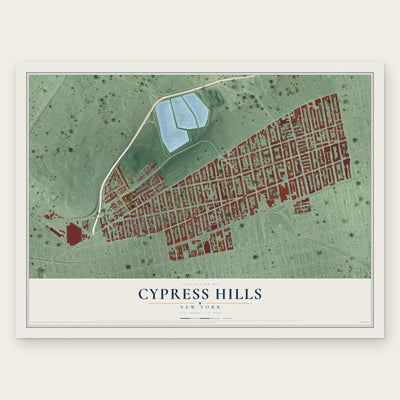 Cypress Hills, New York map print, the full design