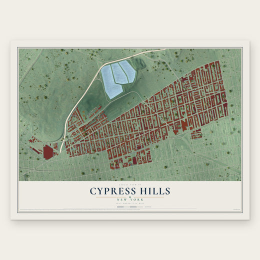 Cypress Hills, New York map print, the full design