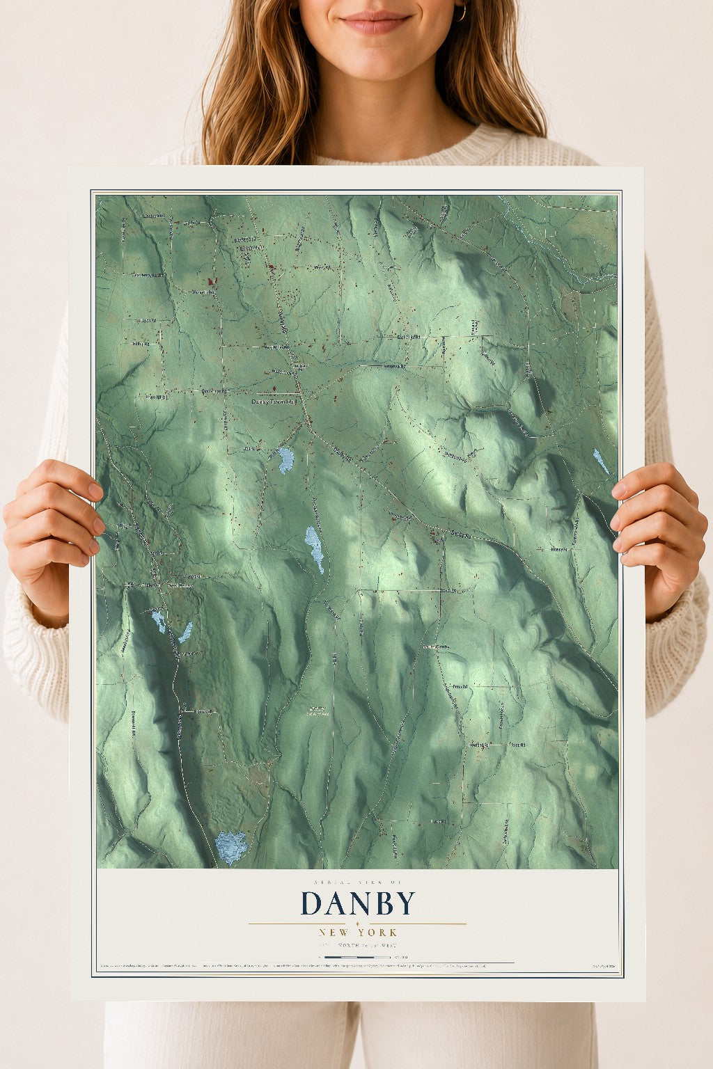 Danby, New York map print, 18" x 24" Archival Matte Print mockup