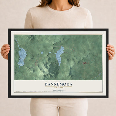 Dannemora, New York map print, 12" x 18" W/ Black Ayous Wood Frame mockup