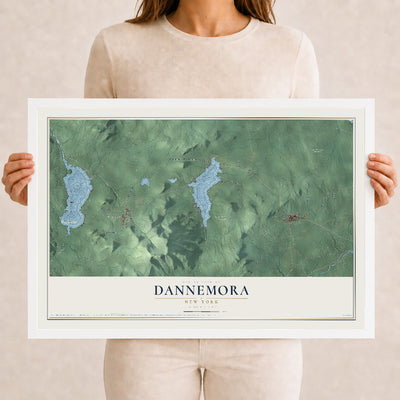 Dannemora, New York map print, 12" x 18" W/ White Ayous Wood Frame mockup