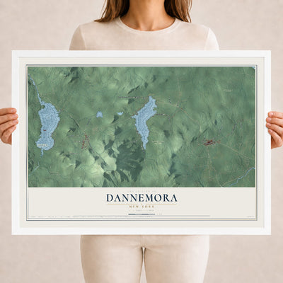 Dannemora, New York map print, 18" x 24" W/ White Ayous Wood Frame mockup
