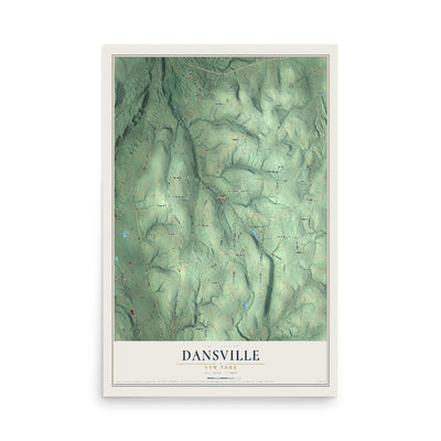 Dansville, New York map print, 12" x 18" Archival Matte Print mockup