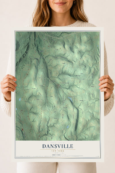 Dansville, New York map print, 18" x 24" Archival Matte Print mockup