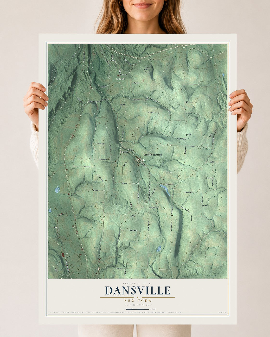 Dansville, New York map print, 24" x 36" Archival Matte Print mockup