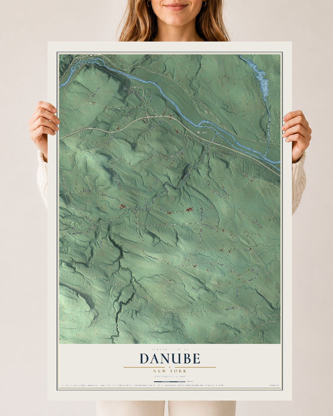 Danube, New York map print, 24" x 36" Archival Matte Print mockup