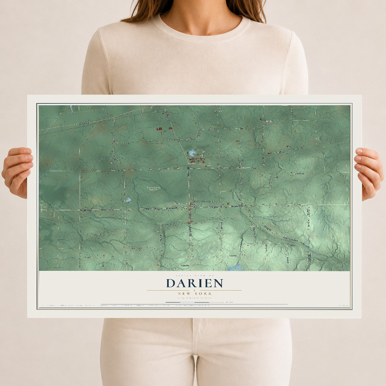 Darien, New York map print, 12" x 18" Archival Matte Print mockup