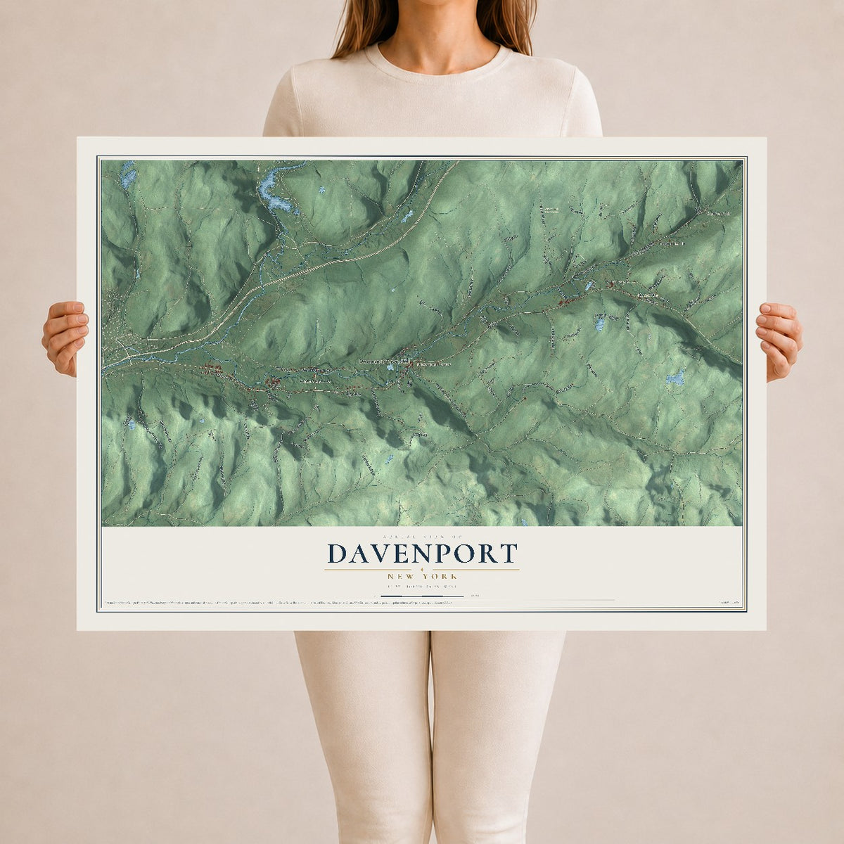 Davenport, New York map print, 24" x 36" Archival Matte Print mockup