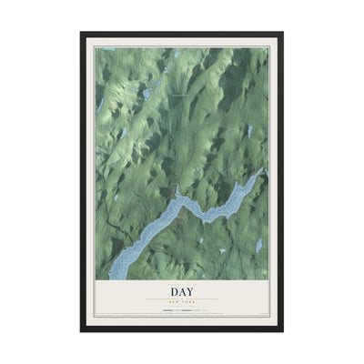 Day, New York map print, 12" x 18" W/ Black Ayous Wood Frame mockup