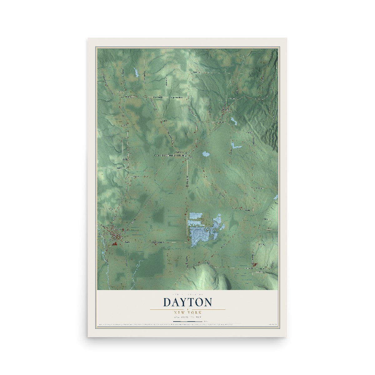 Dayton, New York map print, 12" x 18" Archival Matte Print mockup