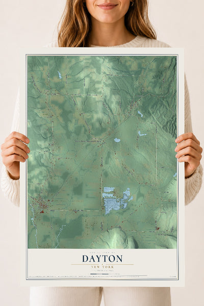 Dayton, New York map print, 18" x 24" Archival Matte Print mockup