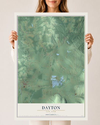Dayton, New York map print, 24" x 36" Archival Matte Print mockup