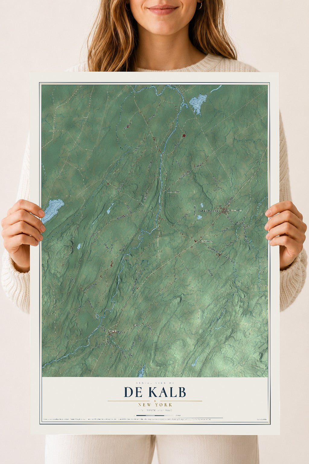 De Kalb, New York map print, 18" x 24" Archival Matte Print mockup