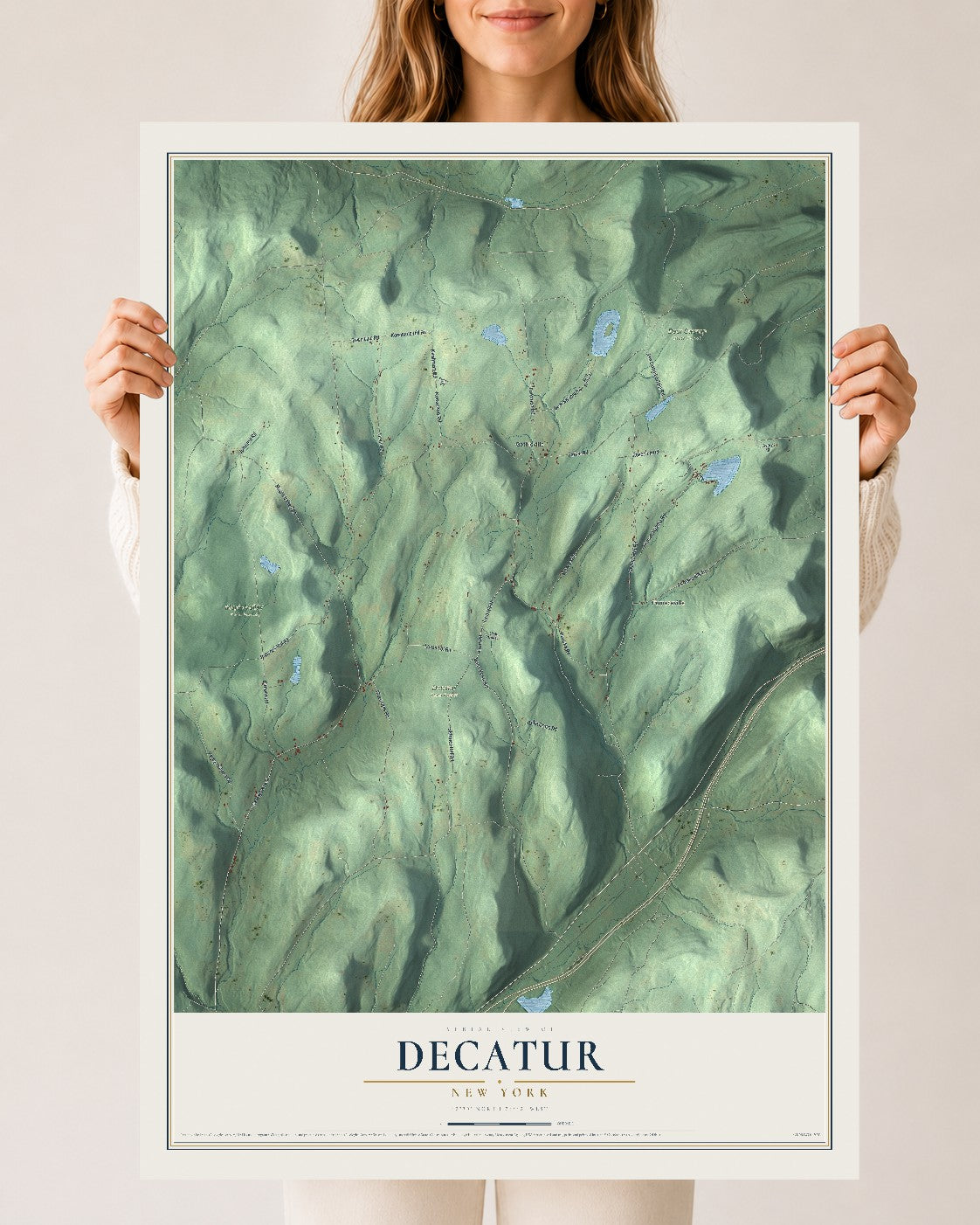 Decatur, New York map print, 24" x 36" Archival Matte Print mockup