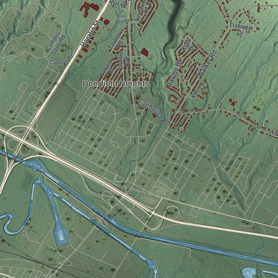 Close-up 1 of the Deerfield, New York map artwork