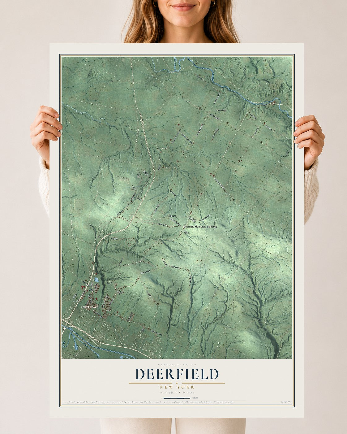 Deerfield, New York map print, 24" x 36" Archival Matte Print mockup