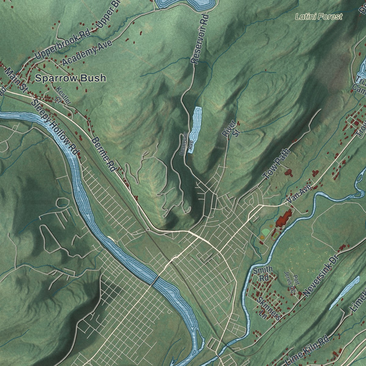 Close-up 1 of the Deerpark, New York map artwork