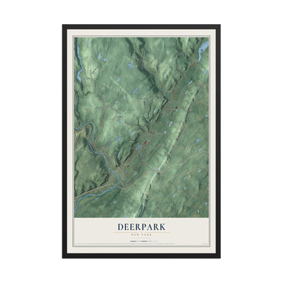 Map of Deerpark, New York, 12 x 18 inch print in a black wood frame