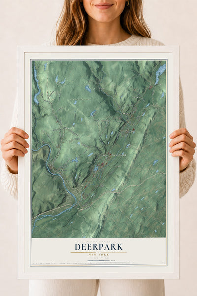 Map of Deerpark, New York, 18 x 24 inch print in a white wood frame