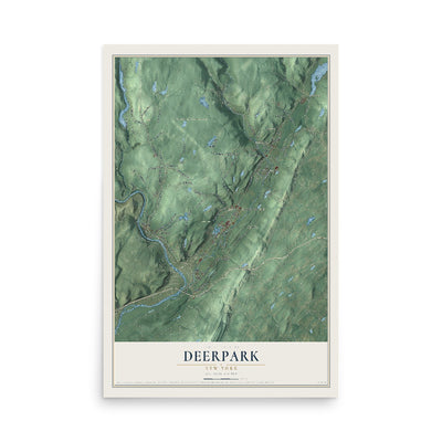 Deerpark, New York map print, 12" x 18" Archival Matte Print mockup