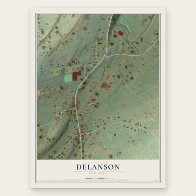 Delanson, New York map print, the full design