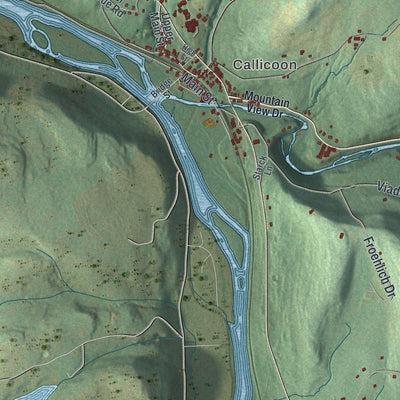 Close-up 1 of the Delaware, New York map artwork